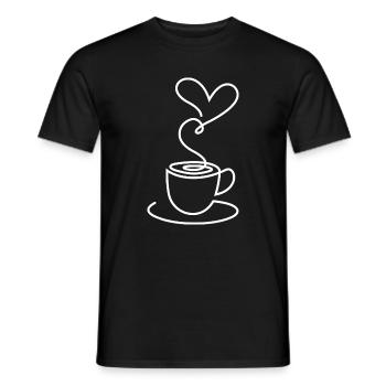 Tea Sketch with Heart Smoke – Romantic Motif - Men's T-Shirt - black - Front - AI Model Male 178 light (178cm)