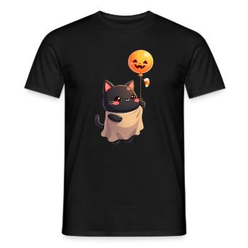 Halloween Cat with Halloween Pumpkin - Men's T-Shirt - black - Front - AI Model Male 178 light (178cm)