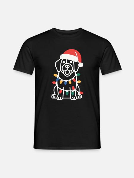 Santa Pup Christmas Lights - Men's T-Shirt - black