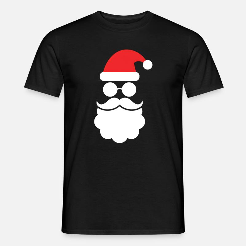 Weihnachtsmann mit Bart Minimal Kopf Design - Männer T-Shirt - Schwarz
