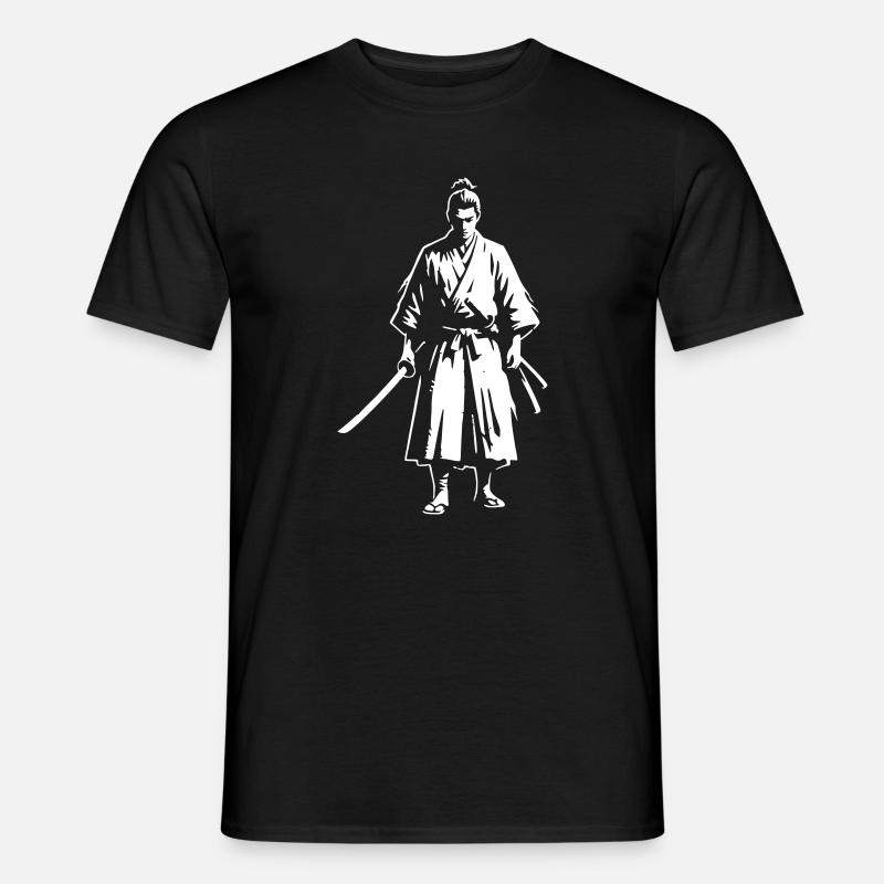 Samurai Zwei Schwerter Meister Vektor - Männer T-Shirt - Schwarz