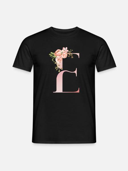 Pastel Floral Monogram E - Men's T-Shirt - black