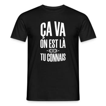 Ça va on est là Tu connais - Expression populaire - T-shirt homme - noir - Devant - AI Model Male 178 light (178cm)