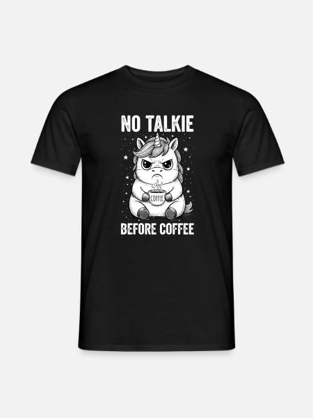 Kein Gespräch Vor Kaffee Liebhaber Einhorn - Männer T-Shirt - Schwarz