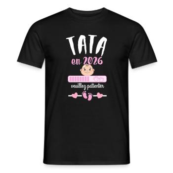 Tata en 2026 Veuillez Patienter  - T-shirt homme - noir - Devant - AI Model Male 178 light (178cm)