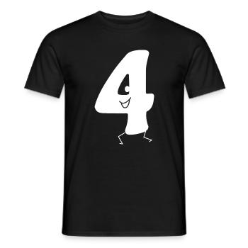 Lustige Vier: Minimalistische Ziffer 4 | Vierter - Männer T-Shirt - Schwarz - Vorne - AI Model Male 178 light (178cm)