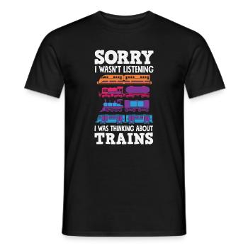 Je n’ai pas écouté. J’ai pensé à l’humour drôle des trains. - T-shirt homme - noir - Devant - AI Model Male 178 light (178cm)