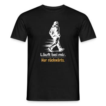 Läuft bei mir – Nur rückwärts Shirt  - Männer T-Shirt - Schwarz - Vorne - AI Model Male 178 light (178cm)