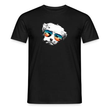SHICHON avec lunettes lunettes de soleil style rétro - T-shirt homme - noir - Devant - AI Model Male 178 light (178cm)