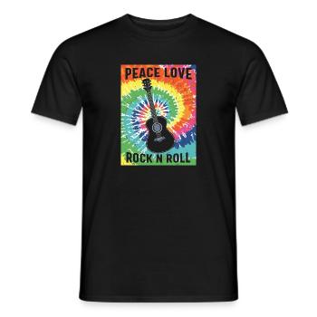 Hippie Peace Love Rock N Roll Vintage Hippie Retro - Männer T-Shirt - Schwarz - Vorne - AI Model Male 178 light (178cm)