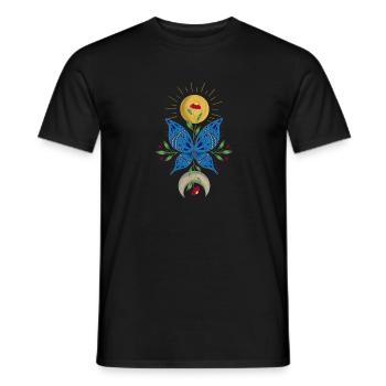 Papillon bleu | Soleil et Lune | Nature - T-shirt homme - noir - Devant - AI Model Male 178 light (178cm)