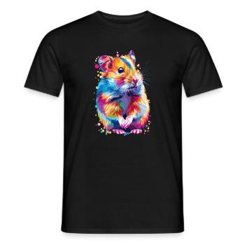 Cute Hamster Rainbow Colors - Men's T-Shirt - black - Front - AI Model Male 178 light (178cm)
