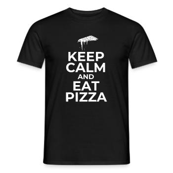 Bleiben Sie ruhig und essen Sie Pizza - Männer T-Shirt - Schwarz - Vorne - AI Model Male 178 light (178cm)
