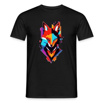 bunter comic Fuchs - Männer T-Shirt - Schwarz - Vorne - AI Model Male 178 light (178cm)