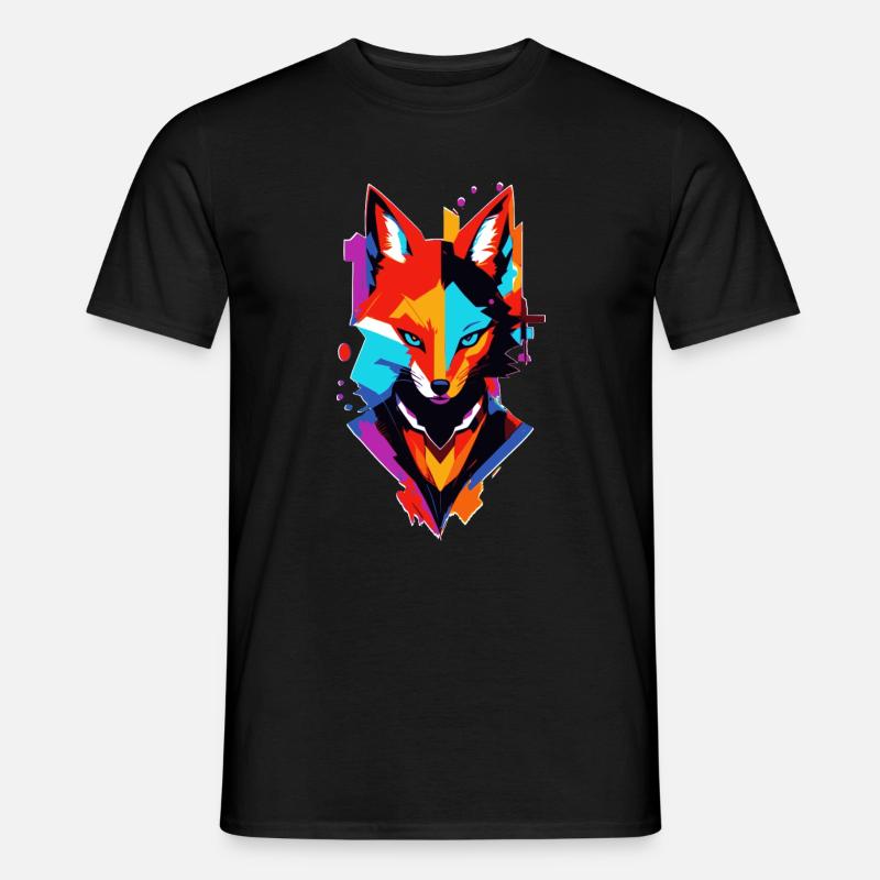 bunter comic Fuchs - Männer T-Shirt - Schwarz