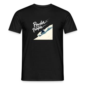 Powder to the People – Snowboard & Powder - Männer T-Shirt - Schwarz - Vorne - AI Model Male 178 light (178cm)