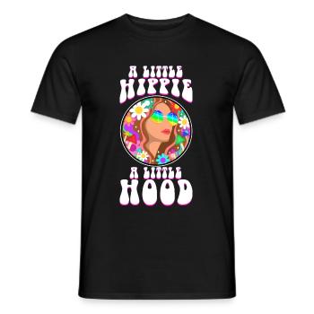 A Little Hippie A Little Hood - Men's T-Shirt - black - Front - AI Model Male 178 light (178cm)