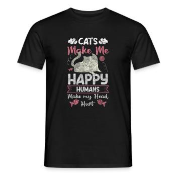 Chats, Animaux - T-shirt homme - noir - Devant - AI Model Male 178 light (178cm)