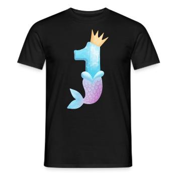 Geburtstag Meerjungfrau Zahl 1 Jahr Alt Baby Kind - Männer T-Shirt - Schwarz - Vorne - AI Model Male 178 light (178cm)