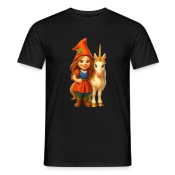 Super süße Zwergin mit Einhorn - Männer T-Shirt - Schwarz - Vorne - AI Model Male 178 light (178cm)