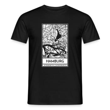 Hamburg – City Stadtplan Map Karte (weiß) - Männer T-Shirt - Schwarz - Vorne - AI Model Male 178 light (178cm)