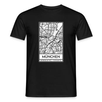 München – City Stadtplan Map Karte (weiß) - Männer T-Shirt - Schwarz - Vorne - AI Model Male 178 light (178cm)