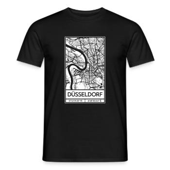 Düsseldorf – City Stadtplan Map Karte (weiß) - Männer T-Shirt - Schwarz - Vorne - AI Model Male 178 light (178cm)