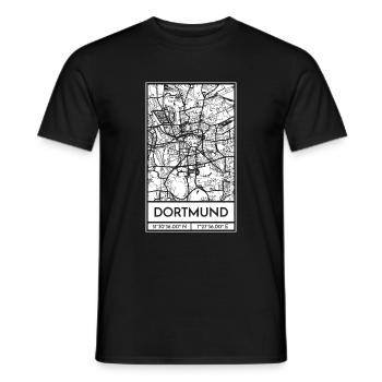 Dortmund – City Stadtplan Map Karte (weiß) - Männer T-Shirt - Schwarz - Vorne - AI Model Male 178 light (178cm)