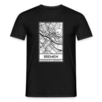 Bremen – City Stadtplan Map Karte (weiß) - Männer T-Shirt - Schwarz - Vorne - AI Model Male 178 light (178cm)