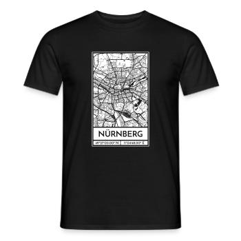 Nürnberg – City Stadtplan Map Karte (weiß) - Männer T-Shirt - Schwarz - Vorne - AI Model Male 178 light (178cm)