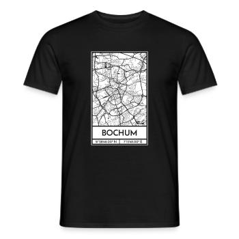 Bochum – City Stadtplan Map Karte (weiß) - Männer T-Shirt - Schwarz - Vorne - AI Model Male 178 light (178cm)