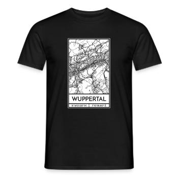 Wuppertal – City Stadtplan Map Karte (weiß) - Männer T-Shirt - Schwarz - Vorne - AI Model Male 178 light (178cm)