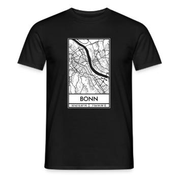 Bonn – City Stadtplan Map Karte (weiß) - Männer T-Shirt - Schwarz - Vorne - AI Model Male 178 light (178cm)