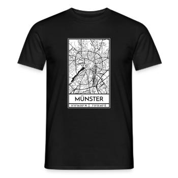 Münster – City Stadtplan Map Karte (weiß) - Männer T-Shirt - Schwarz - Vorne - AI Model Male 178 light (178cm)