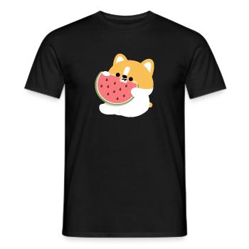 Corgi Chiot Pastèque - T-shirt homme - noir - Devant - AI Model Male 178 light (178cm)