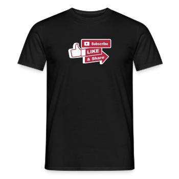 Subscribe, like and share - Men's T-Shirt - black - Front - AI Model Male 178 light (178cm)