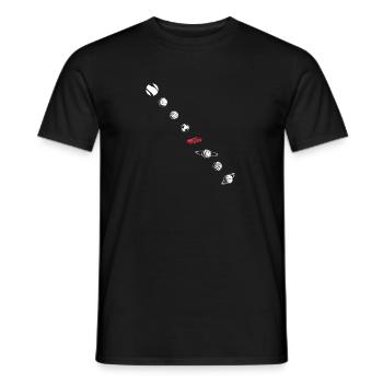 Tesla in Space Solar System SpaceX - Men's T-Shirt - black - Front - AI Model Male 178 light (178cm)