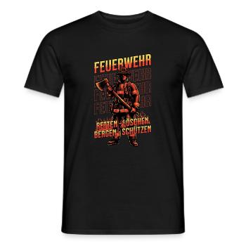 Fire brigade rescue protection - Men's T-Shirt - black - Front - AI Model Male 178 light (178cm)