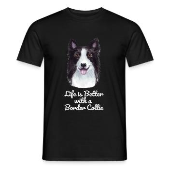 Border Collie - Men's T-Shirt - black - Front - AI Model Male 178 light (178cm)
