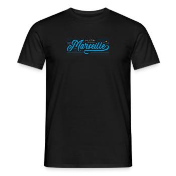 Ici c'est Marseille étoile vintage - T-shirt homme - noir - Devant - AI Model Male 178 light (178cm)