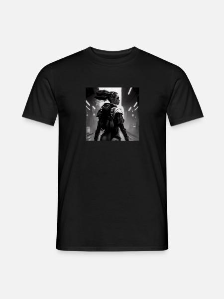 E-Girl, Sci-Fi, black and white - Men's T-Shirt - black