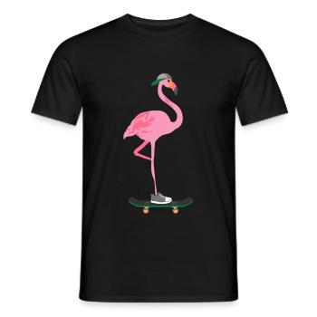 Skate Flamingo Retro Skateboard Shirt Best-seller - T-shirt homme - noir - Devant - AI Model Male 178 light (178cm)