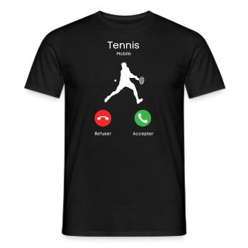 appel du tennis - T-shirt homme - noir - Devant - AI Model Male 178 light (178cm)