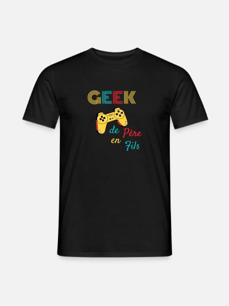 Geek de père en fils - T-shirt homme - noir