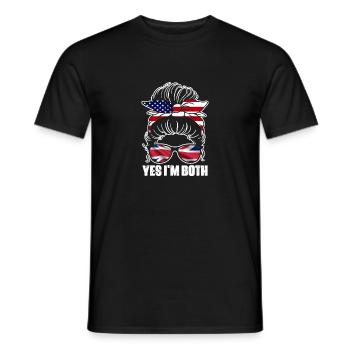 Oui, je suis tous les deux un chignon désordonné britannique américain pour - T-shirt homme - noir - Devant - AI Model Male 178 light (178cm)