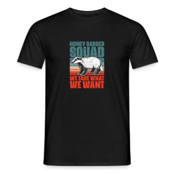 Retro Honey Badger Squad For A Ratel Fanatic Honey - Men's T-Shirt - black - Front - AI Model Male 178 light (178cm)