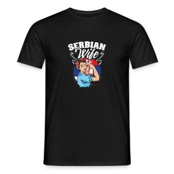 Serbian Wife Unbreakable Woman Vintage Serbia - Männer T-Shirt - Schwarz - Vorne - AI Model Male 178 light (178cm)