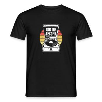 Platine vinyle vintage pour le disque Une fête à la maison - T-shirt homme - noir - Devant - AI Model Male 178 light (178cm)
