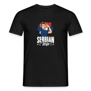 Serbian Wife Srbija's Unbreakable Woman Serbia - Männer T-Shirt - Schwarz - Vorne - AI Model Male 178 light (178cm)
