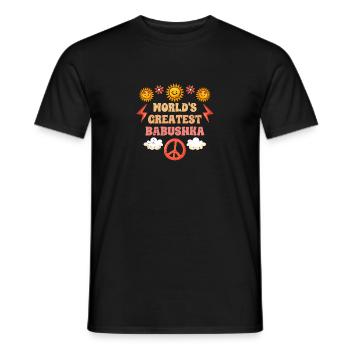 Cool World's Greatest Babushka Russian Grandma - Men's T-Shirt - black - Front - AI Model Male 178 light (178cm)